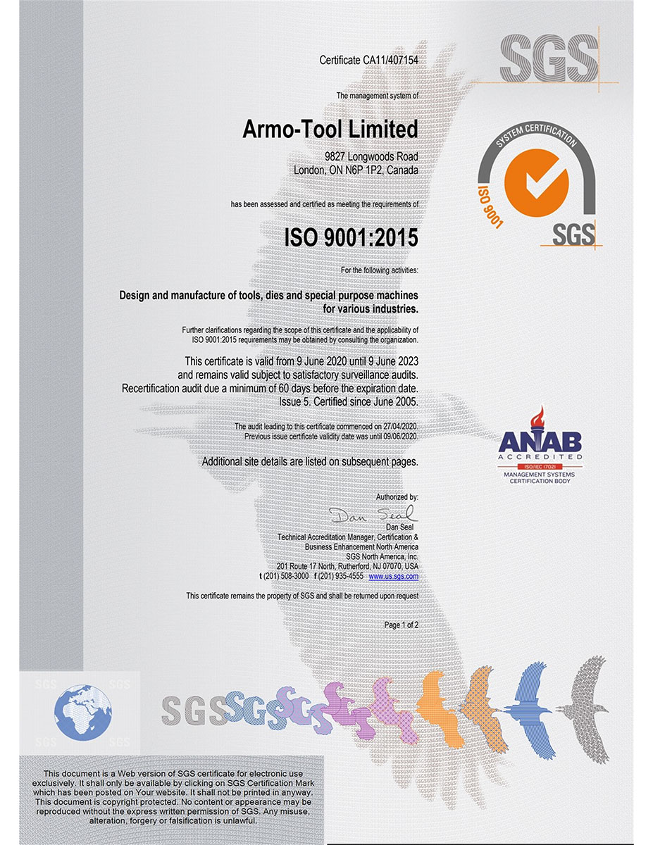 Armo Tool Limited ISO